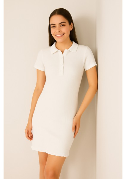 Polo Yaka Fitilli Elbise