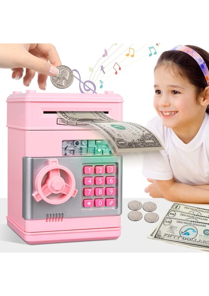 Elektronik Şifreli Kasa Otomatik Kağıt Para Alan Atm Çocuk Kumbara