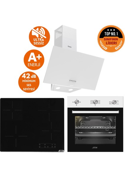 ve Afm Tech Markalı / Mona Elektrikli Vitro. Sessiz Ankastre Set (D078-SA + V6-04 + FM7301)