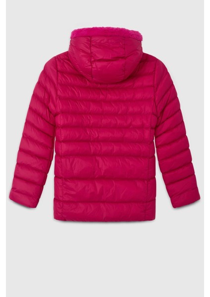 Kız Çocuk 4-14 Yaş Peluş Kapüşonlu Mont Fuşya fiyatları