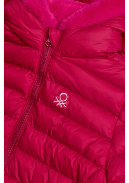 Kız Çocuk 4-14 Yaş Peluş Kapüşonlu Mont Fuşya modelleri