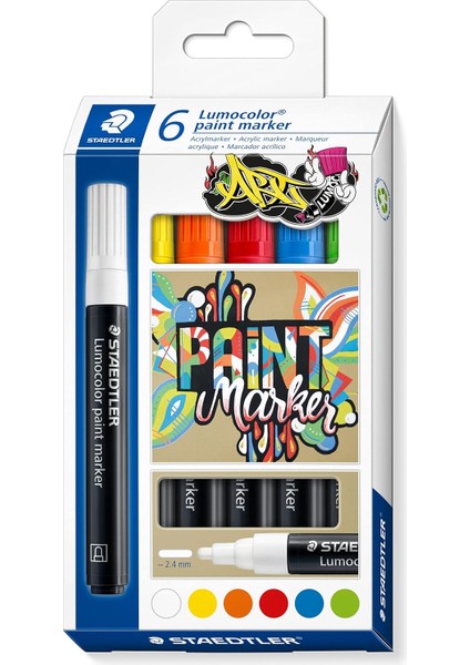 / Wiz Design - 349 C6 Lumocolor Akrilik ( Paınt ) Markör Pastel Renkler 6 Lı