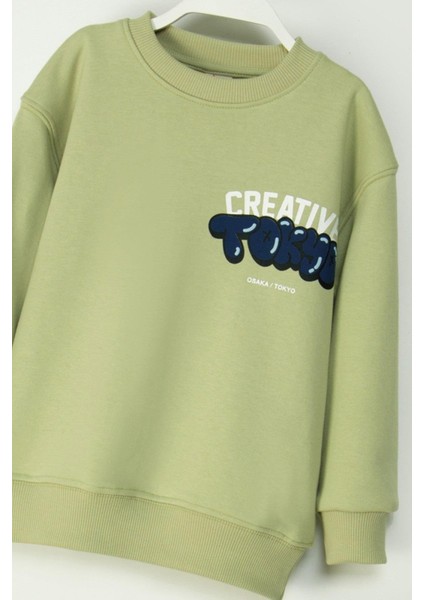Mojo Erkek Çocuk 4-9 Yaş Tokyo Sırt Baskılı Sweatshirt Yeşil modelleri