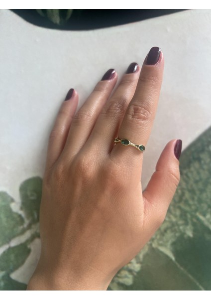 Yeşil Taşlı Gümüş Yüzük