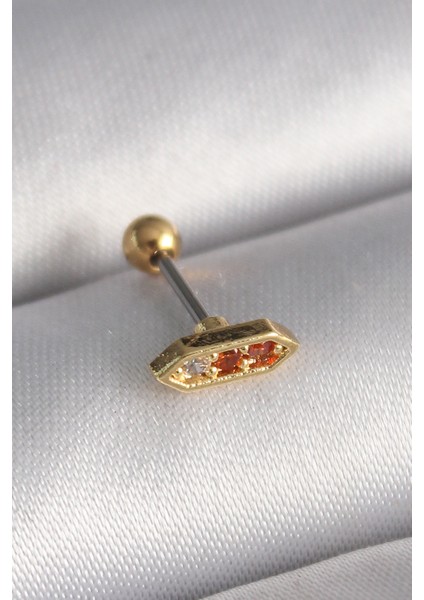 316L Çelik Gold Renk Turuncu Zirkon Taşlı Tragus Piercing - TJ-PR1284 modelleri