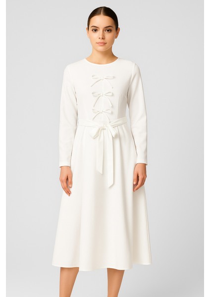 Byan Fiyonklu Puf Scuba Elbise