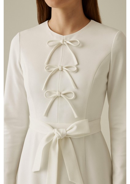 Byan Fiyonklu Puf Scuba Elbise