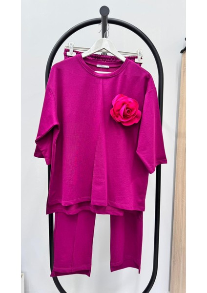 Kadın Büyük Beden Truvakar Kol Çiçek Detaylı Iki Iplik Eşofman Takımı 8224-26 fırsatları