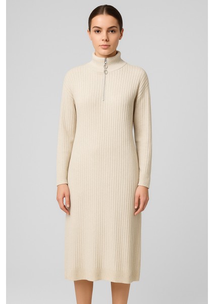 Yeni Sezon Fitilli Fermuar Detaylı Uzun Elbise fiyatları