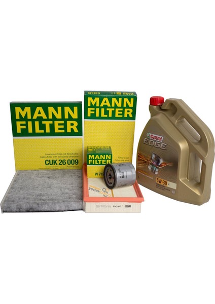 Audi A3 35 Tfsı Filtre Bakım Seti Mann Marka Castrol Motor Yağlı