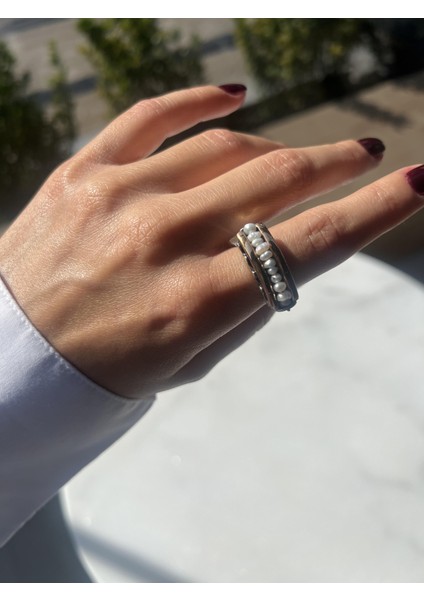 El Işi Tasarım Sıralı Inci Yüzük