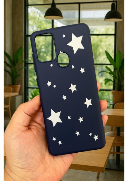Samsung Galaxy A21S Uyumlu Mini Yıldız Desenli Silikon Darbe Emici Klasik Korumalı Rubber Kılıf
