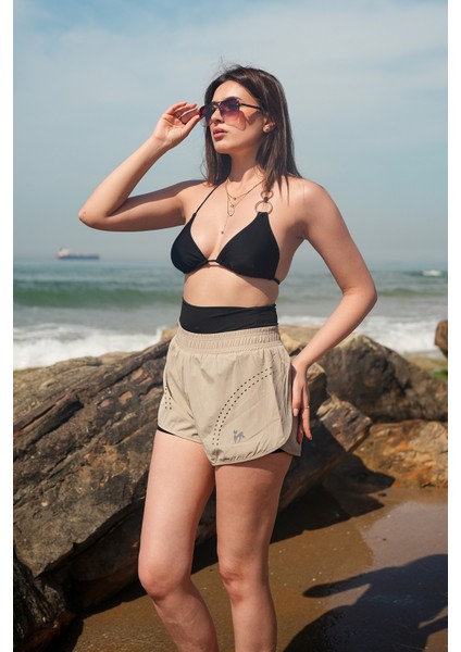 Kadın Havuz Deniz Şortu Lazerli - Içden Taytlı Ekstra Bel ve Göbek Korseli modelleri