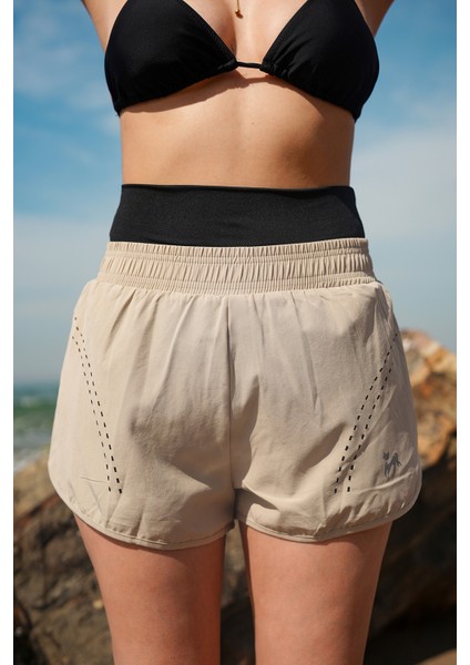 Kadın Havuz Deniz Şortu Lazerli - Içden Taytlı Ekstra Bel ve Göbek Korseli fırsatları