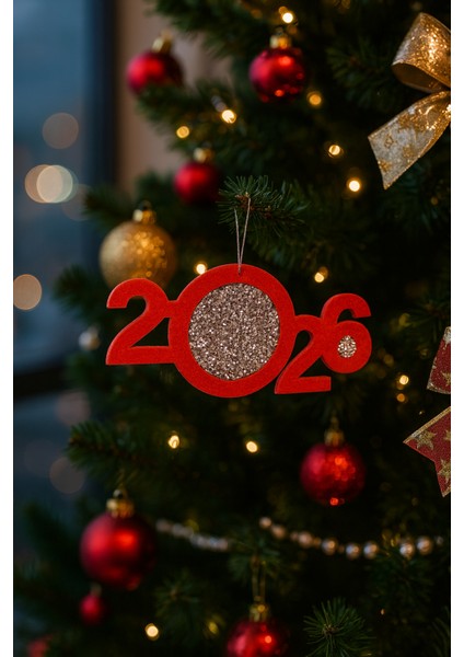 2026 Taşlı Keçe Yılbaşı Süsü – Işıltılı Dekor | 4 Renk Seçenekli | Taşteks