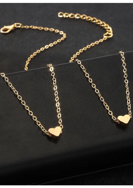 Minimalist Tasarım Mini Zarif Şık Trend Kalpli Kolye ve Bileklik Set fiyatları