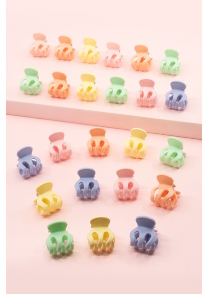 Kadın 24'lü Renkli Dişli Tırmık Toka Seti