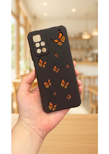 Xiaomi Redmi 10 2022 Kelebek Desenli Silikon Darbe Emici Klasik Korumalı Rubber Kılıf