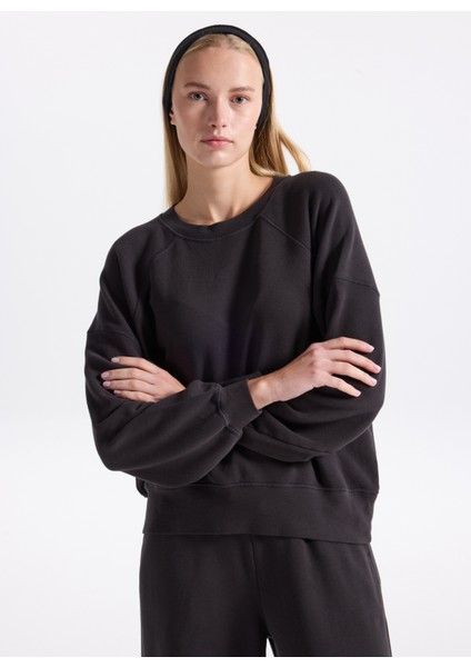 Yuvarlak Yaka Antrasit Kadın Sweatshırt ATU03BH25TEN