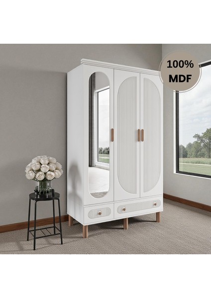 Sooho 3 Kapaklı Aynalı Çekmeceli Mdf Gardırop modelleri