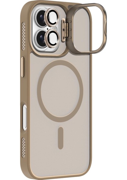 iPhone 17 Kılıf Kamera Lens Hediyeli Alp Buzlu Manyetik Kapak