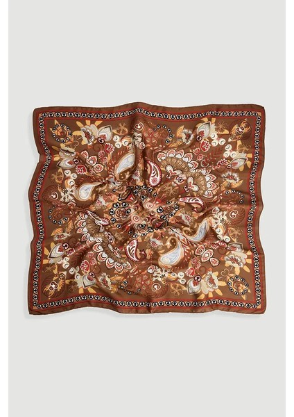 Damla Desenli Fular - Kahverengi