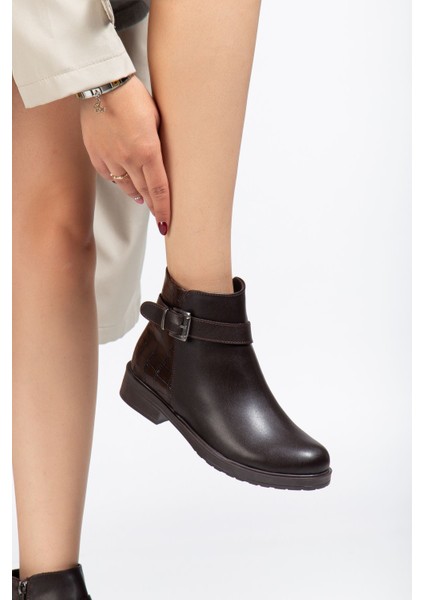 165-204/1 Kahve Kroko Toka Aksesuarlı Fermuarlı Günlük Kadın Bot modelleri