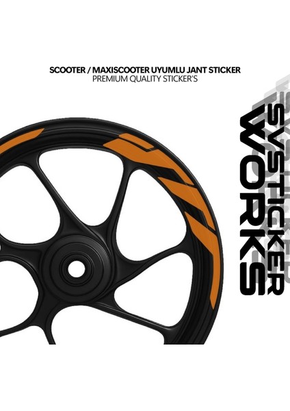 Scooter Maxiscooter Jant Sticker Jant Şeridi Kalın Dıştan Içe Turuncu fiyatları