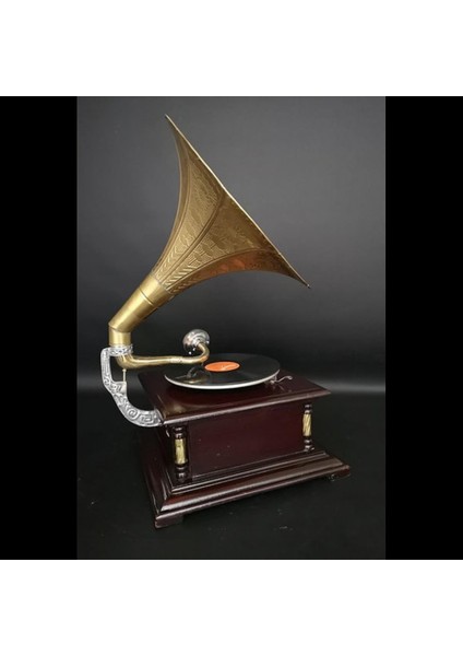 Gramofon Plakçalar Ahşap Kare Köşeleri Bronz Işli Kurmalı ASIG501 fırsatları