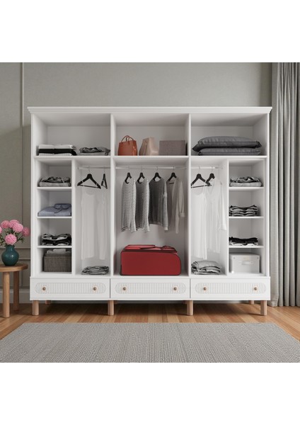 Milen 6 Kapaklı Aynalı Çekmeceli Mdf Gardırop modelleri