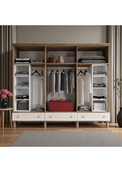 Milen 6 Kapaklı Aynalı Çekmeceli Mdf Gardırop modelleri