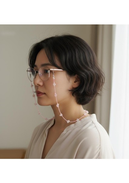 Pembe Kuvars Taşlı Gözlük Askısı – Doğal Taş Gözlük Ipi fırsatları