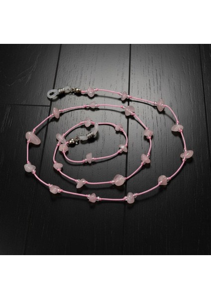 Pembe Kuvars Taşlı Gözlük Askısı – Doğal Taş Gözlük Ipi indirimleri