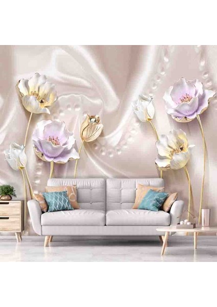 3 Boyutlu Güller Desen Dayanıklı Silinebilir Sağlıklı Tekstil Duvar Kağıdı fiyatları