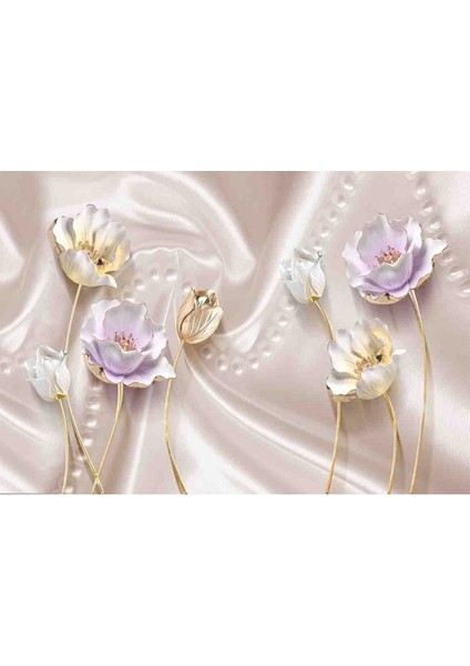 3 Boyutlu Güller Desen Dayanıklı Silinebilir Sağlıklı Tekstil Duvar Kağıdı modelleri