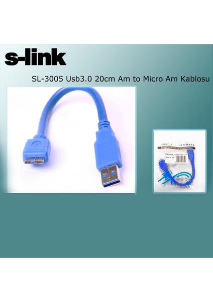 S-Lınk SL-3005 USB 3.0 Am To Micro Am (20CM) Kablo
