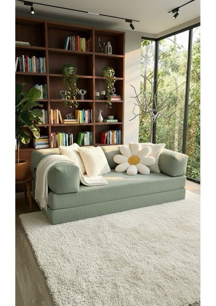 Liona 100X200 Yatak Olabilen Kanepe Modüler Çok Fonksiyonlu Aktivite Koltuk Yeşil