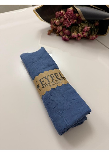 Ütü Gerektirmeyen Mavi Bambu Kraş Şal