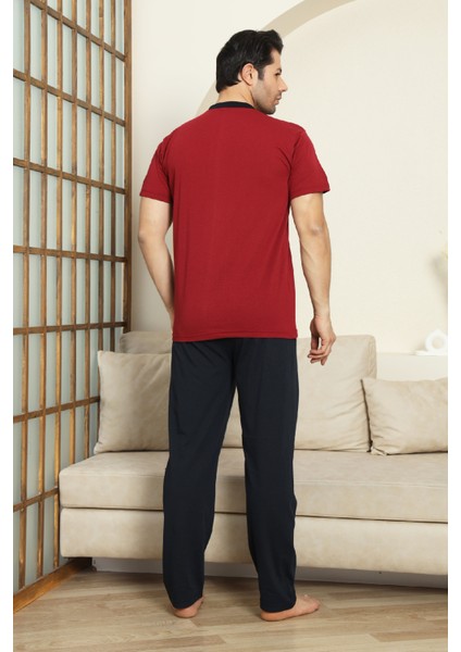 Erkek %100 Pamuk Pijama Takımı -3 Düğmeli-Robalı 12383 indirimleri