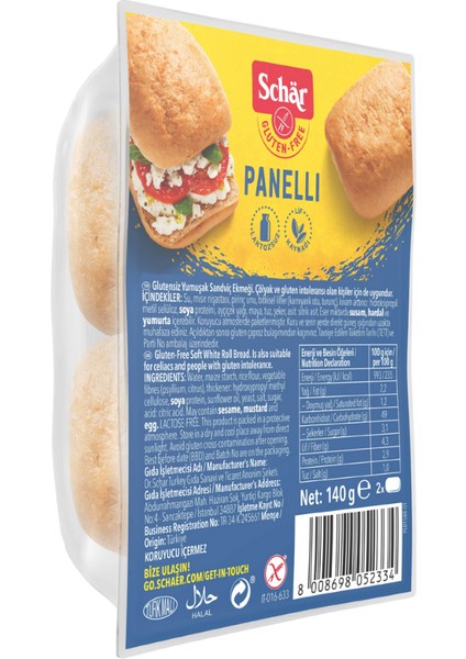 Panelli Glutensiz Sandviç Ekmek 140GR fiyatları