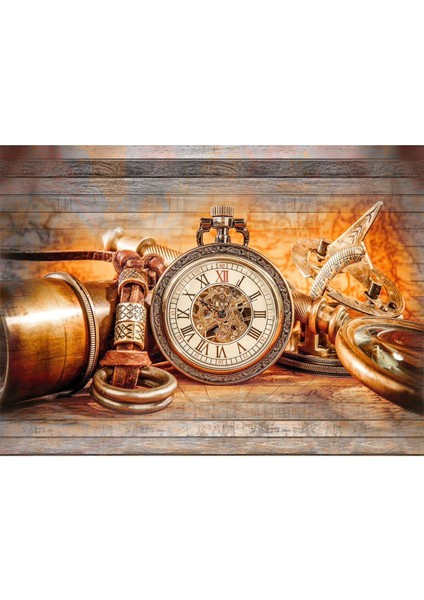 Vintage Saat ve Pusula Desenli Isı ve Ses Yalıtımlı Sağlıklı Tekstil Duvar Kağıdı fiyatları