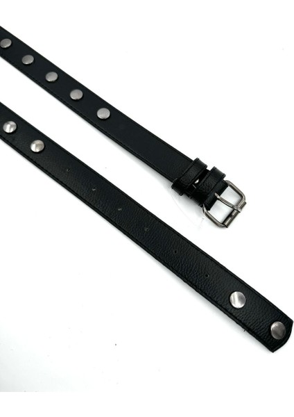 Kadın Siyah Zımbalı Suni Deri Kemer – Aksesuarlı Trend Model modelleri