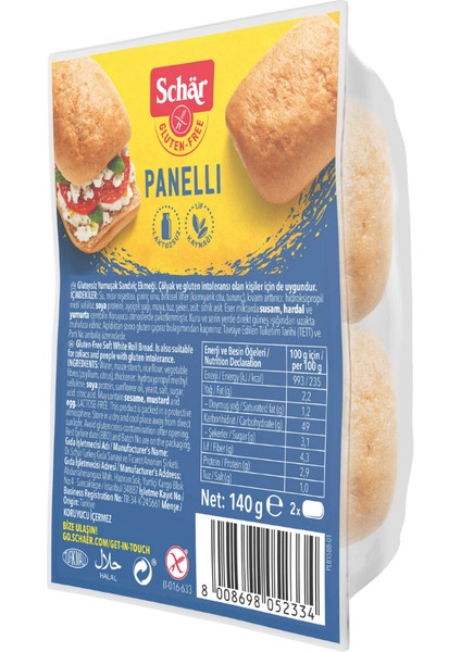 Panelli Glutensiz Sandviç Ekmek 140GR modelleri