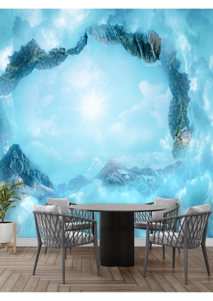 Bulutlar Desenli Isı ve Ses Yalıtımlı Sağlıklı Tekstil Duvar Kağıdı