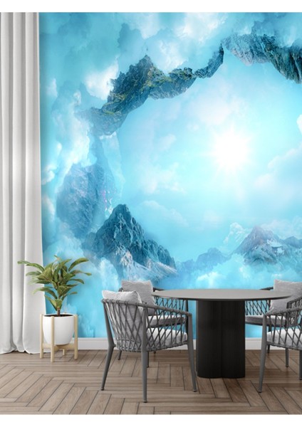 Bulutlar Desenli Isı ve Ses Yalıtımlı Sağlıklı Tekstil Duvar Kağıdı fiyatları