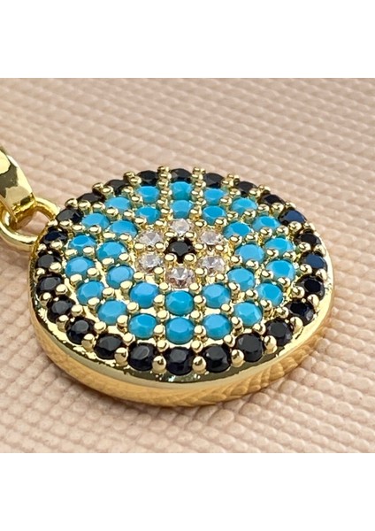 Nazar Boncuklu Kolye Kuyumcu Model Kolye Çelik 14 Ayar Gold 45CM fırsatları