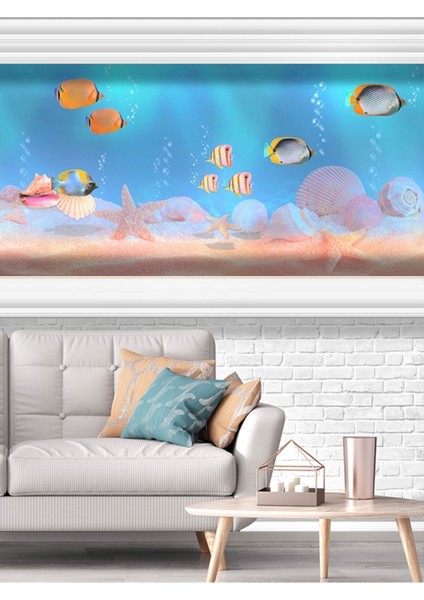 Duvar Akvaryumu Desenli Isı ve Ses Yalıtımlı Sağlıklı Tekstil Duvar Kağıdı