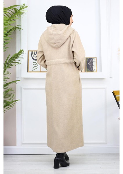 Önden Bağlamalı Kaşe Kaban Bej 19169 indirimleri