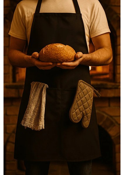 Siyah Gabardin Kumaş Mutfak Aşçı Önlüğü Master Chef fiyatları