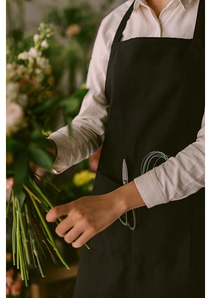 Siyah Gabardin Kumaş Mutfak Aşçı Önlüğü Master Chef